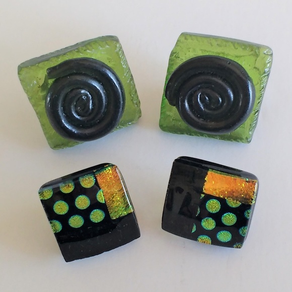 Swirl Polka Dots Artisan Earrings - Picture 2 of 6